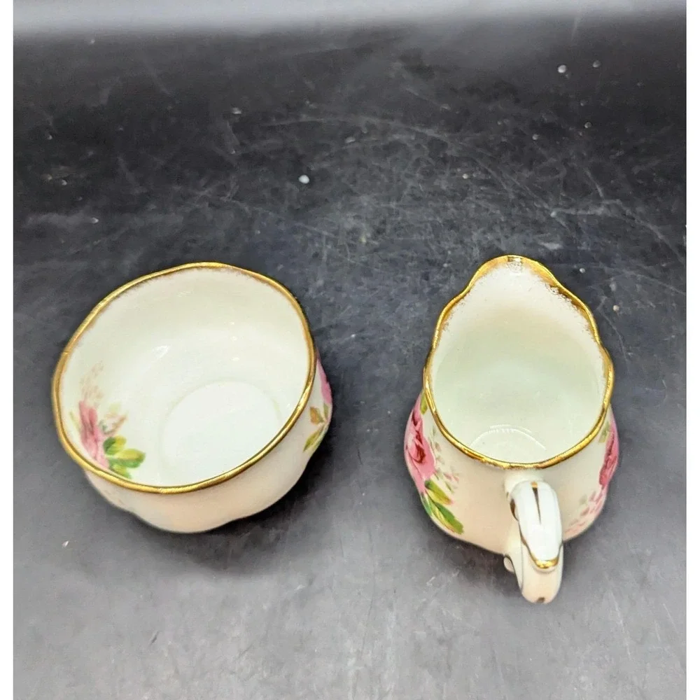 Vintage Royal Albert American Beauty Mini Creamer Open Sugar Bowl Floral Flower